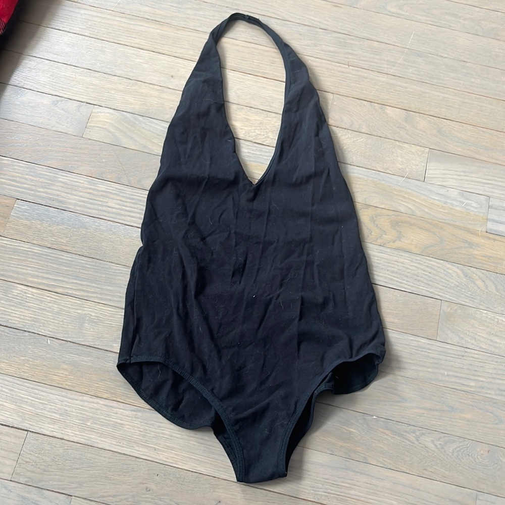 Large American Apparel Deep V Bodysuit